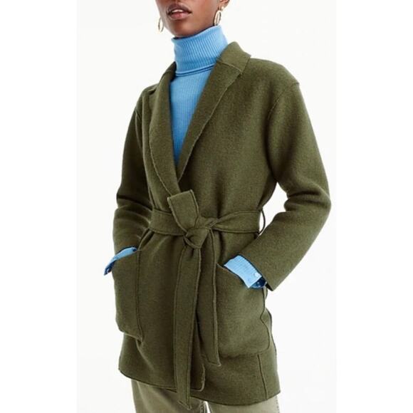 J. Crew Jackets & Blazers - J.Crew Boiled Wool Wrap Coat Forest Green XS Belted